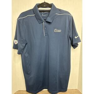 NIKE Dri-Fit Men's Los Angeles RAMS Short Sleeve Blue Polo Shirt NFL Large